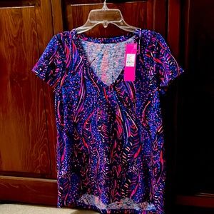 Lilly Pulitzer Size XS Top, Tags still on. Multi color blue, black, purple, pink